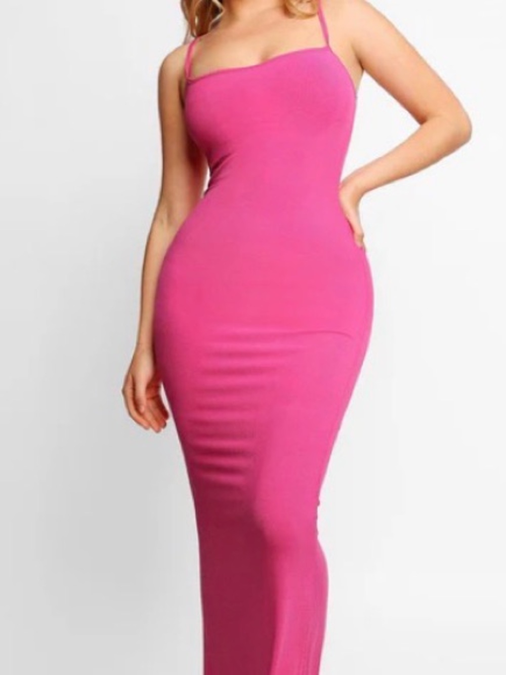 Spaghetti Strap Maxi Dress in Bright Pink